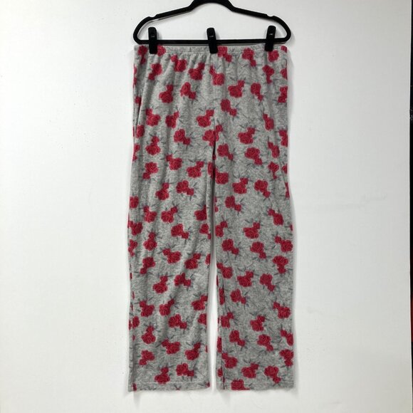 Marilyn Monroe Pajama Set, Size XL, Gray w Pink Roses 2-Piece Soft Fleece Comfy - Picture 8 of 11